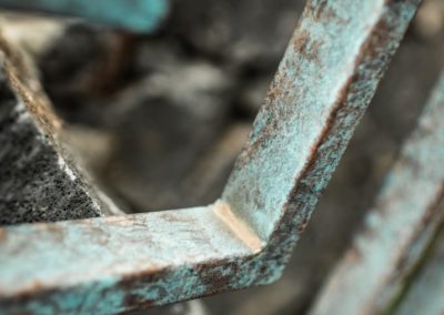 a closeup shot of the patina coating on a gate